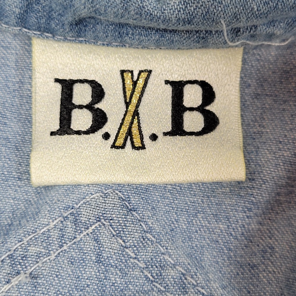 Vintage B.X.B Denim Jacket Women L Blue  Corduroy Mixed Media Michigan Buttons - Picture 5 of 9